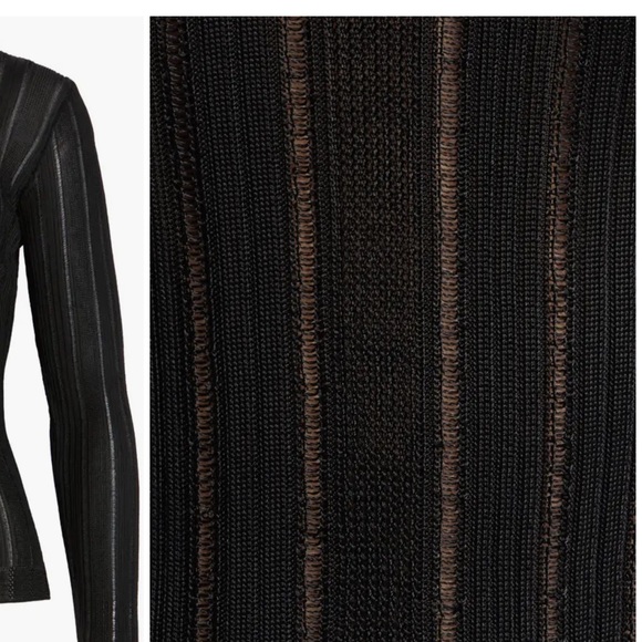 Frame Denim Black Buttoned Ribbed Top - Picture 5 of 5